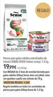 El Corte Inglés Dibaq - pienso para gatos adultos esterilizados de interior conejo oferta