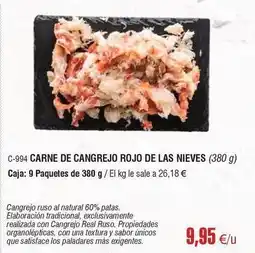 Abordo Las nieves - carne de cangrejo rojo de oferta