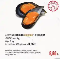 Abordo Solo - mejillones cocidos 1/2 concha oferta