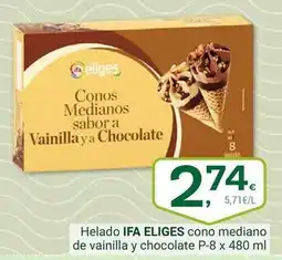 Supermercados Dani Ifa eliges - helado cono mediano de vainilla y chocolate oferta