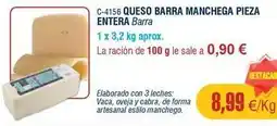 Abordo Queso barra manchega pieza entera oferta