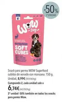 El Corte Inglés Wow - snack para perros superfood cubitos de venado con manzana oferta