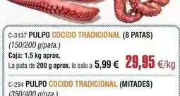 Abordo Pulpo cocido tradicional oferta