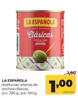 Alimerka La española - aceitunas rellenas de anchoa clasicas oferta