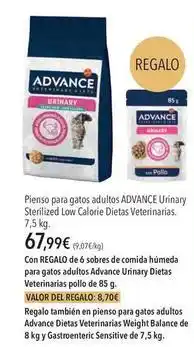 El Corte Inglés Affinity - pienso para gatos adultos advance urinary sterilized low calorie dietas veterinarias oferta
