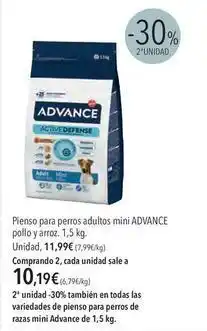 El Corte Inglés Advance - pienso para perros adultos mini pollo y arroz oferta