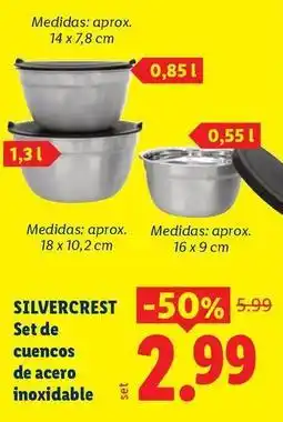 Ocine Silvercrest - set de cuencos de acero inoxidable oferta