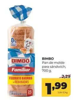 Alimerka Bimbo - pan de molde para sandwich oferta