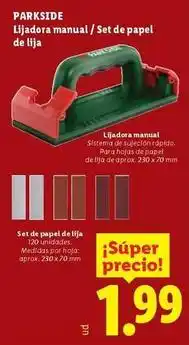 Ocine Parkside - lijadora manual/set de papel de lija oferta