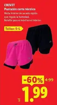 Ocine Crivit - pantalon corto térnico oferta