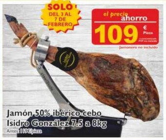 Cash Ecofamilia Jamón 50% ibérico cebo Isidro González 7.5 a 8kg oferta