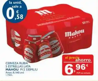 Cash Ecofamilia Mahou Cerveza Rubia 5 Estrellas Lata P12 330ml/u oferta