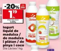 Dia logurt líquid de maduixa / de maduixa i plàtan / de pinya i coco Dia Láctea oferta