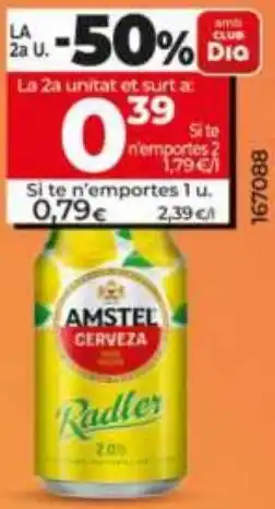 Dia Cervesa Radler amb llimona Amstel llauna oferta