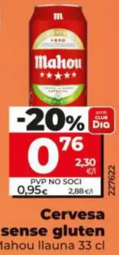 Dia Cervesa sense gluten Mahou llauna oferta