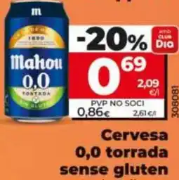 Dia Cervesa 0,0 torrada sense gluten Mahou llauna oferta