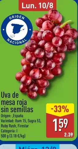 ALDI Uva de mesa roja sin semillas oferta