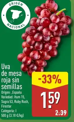 ALDI Uva de mesa roja sin semillas oferta