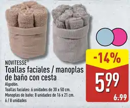 ALDI NOVITESSE Toallas faciales/manoplas de baño con cesta oferta