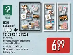 ALDI HOME CREATION Tablón de fotos con pinzas oferta