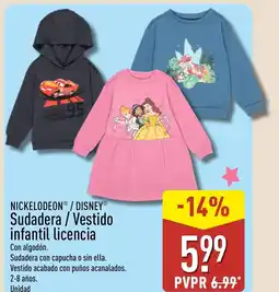 ALDI NICKELODEON / DISNEY Sudadera Vestido infantil licencia Con algodón. oferta