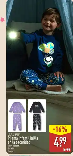 ALDI LILY & DAN Pijama infantil brilla en la oscuridad oferta