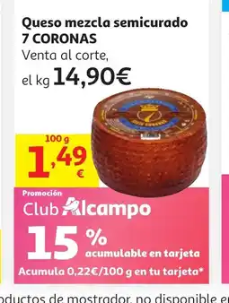 Alcampo 7 CORONAS Queso mezcla semicurado oferta