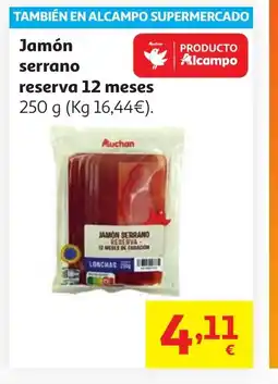 Alcampo Jamón serrano reserva 12 meses oferta