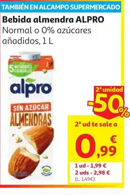 Alcampo ALPRO Bebida almendra oferta