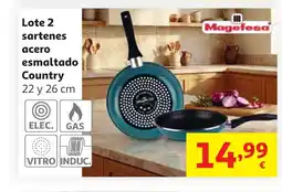 Alcampo Lote 2 sartenes acero esmaltado Country oferta