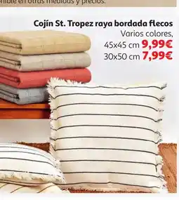 Alcampo Cojín St. Tropez raya bordada flecos oferta