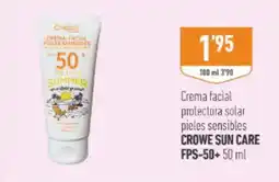 Supermercados Deza CROWE Crema facial protectora solar pieles sensibles SUN CARE FPS-50+ oferta