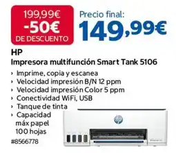 Costco Hp - impresora multifunción smart tank 5106 oferta