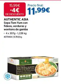 Costco Authentic - sopa tom yum con fideos, verduras y wontons de gamba oferta
