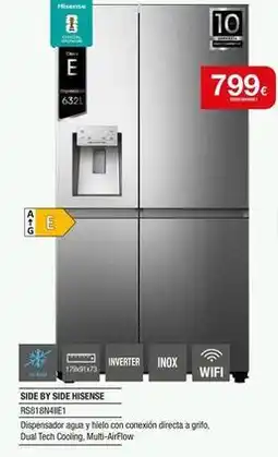 Milar Hisense - side by side no frost inverter inox rs818n4iie1 oferta