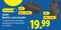 Lidl CRIVIT Mochila / bolso de pádel oferta