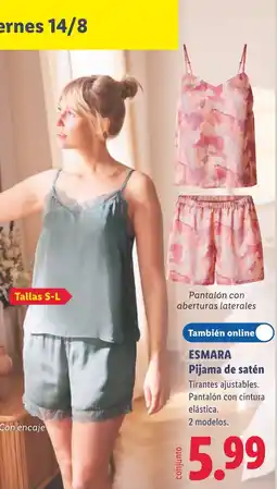 Lidl ESMARA Pijama de satén oferta