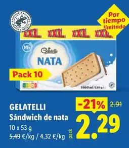 Lidl GELATELLI Sándwich de nata oferta
