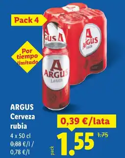 Lidl ARGUS Cerveza rubia oferta