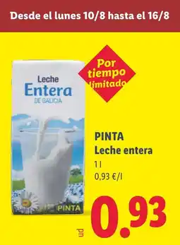 Lidl PINTA Leche entera oferta