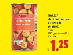 Lidl BARESA Aceitunas verdes rellenas de pimiento oferta