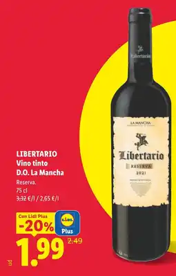 Lidl LIBERTARIO Vino tinto D.O. La Mancha oferta
