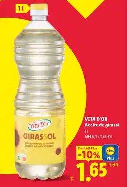 Lidl VITA D'OR Aceite de girasol oferta