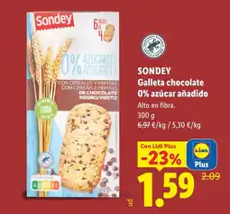 Lidl SONDEY Galleta chocolate 0% azúcar añadido oferta