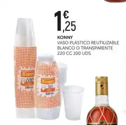 Comerco Cash & Carry KONNY Vaso plástico reutilizable blanco o transparente 220 cc 100 uds. oferta