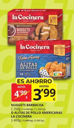 Supermercados MAS LA COCINERA Nuggets barbacoa o alitas de pollo americanas oferta