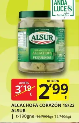 Supermercados MAS ALSUR Alcachofa corazón 18/22 oferta