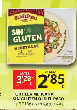 Supermercados MAS OLD EL PASO Tortilla mejicana sin gluten oferta