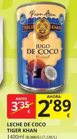 Supermercados MAS TIGER KHAN Leche de coco oferta