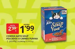 Supermercados MAS PURINA Comida gato soup pescados o carnes oferta